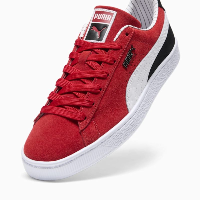 Puma | Men's Suede Pinstripe Sports Club Sneakers - For All Time Red-White-Black