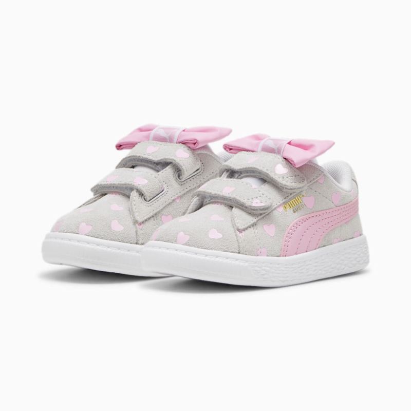 Puma | Girls Suede Classic Re-Bow V Toddlers Shoes - Silver Mist-Pink Lilac