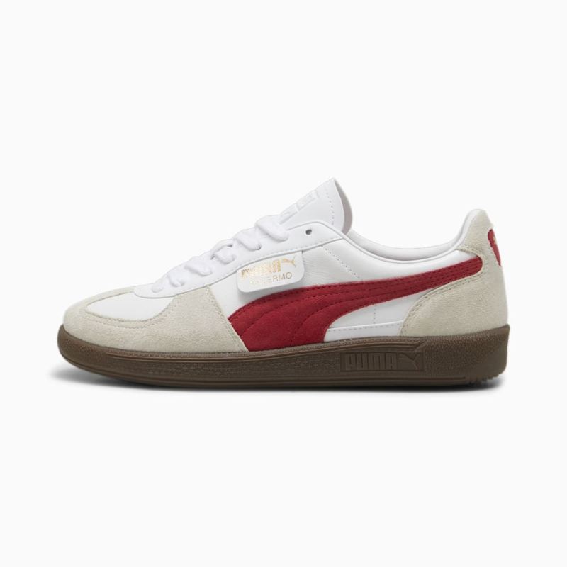 Puma | Men's Palermo Leather Sneakers - White-Vapor Gray-Club Red