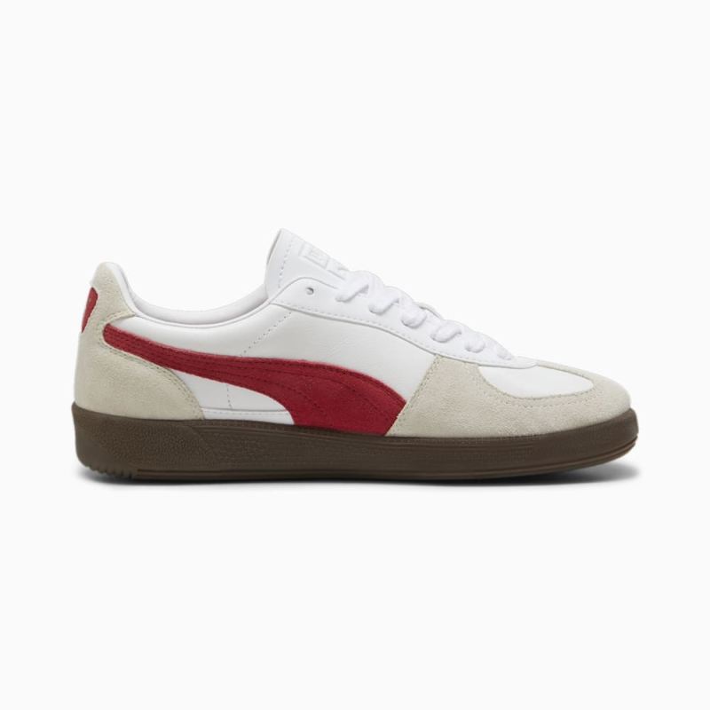 Puma | Men's Palermo Leather Sneakers - White-Vapor Gray-Club Red