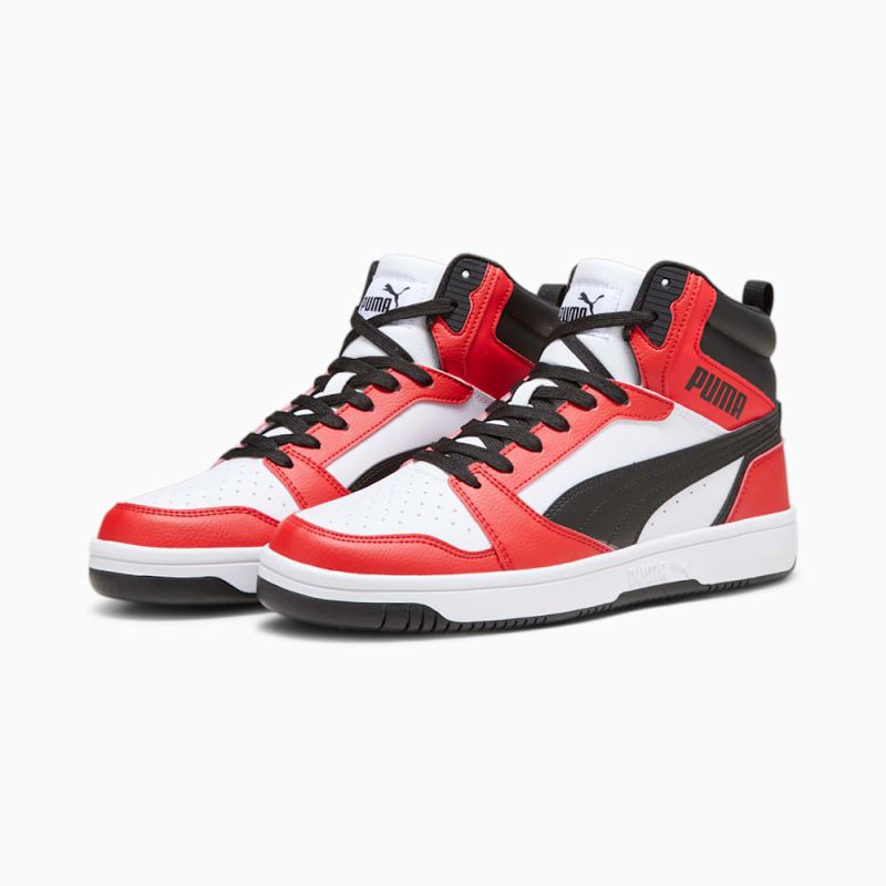 Puma | Men's Rebound Sneakers - White-Black-For All Time Red