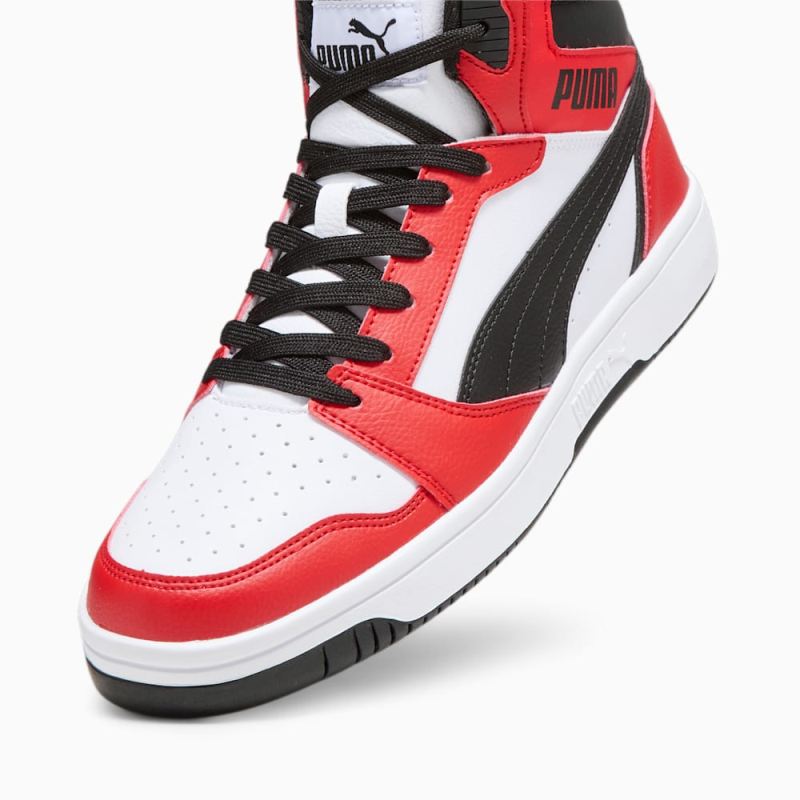 Puma | Men's Rebound Sneakers - White-Black-For All Time Red