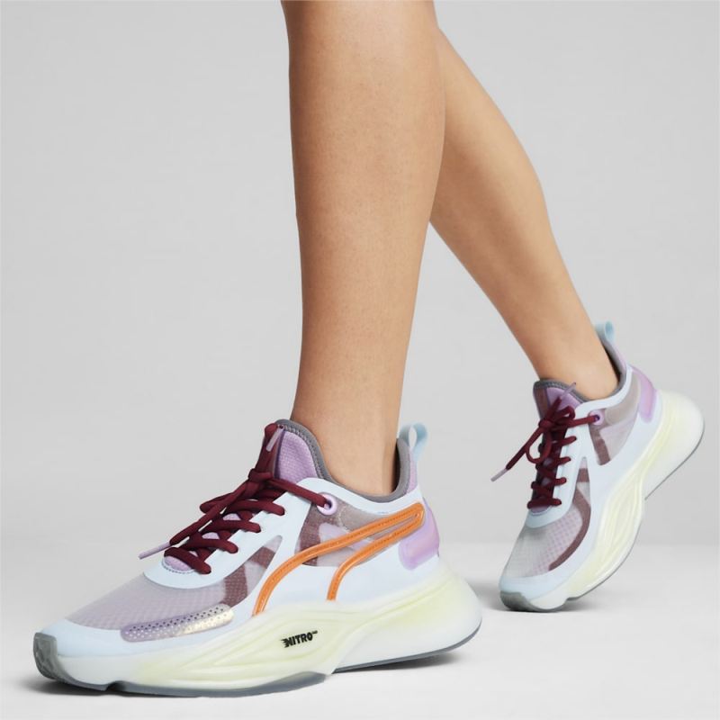 Puma | Women's x lemlem PWR NITRO SQD Training Shoes - Icy Blue-Frozen Grape-Cayenne Pepper