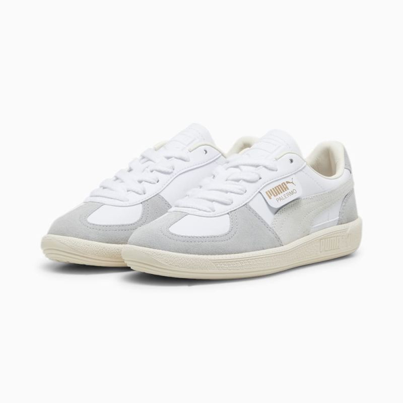 Puma | Boys Palermo Leather Big Kids Sneakers - White-Cool Light Gray-Sugared Almond