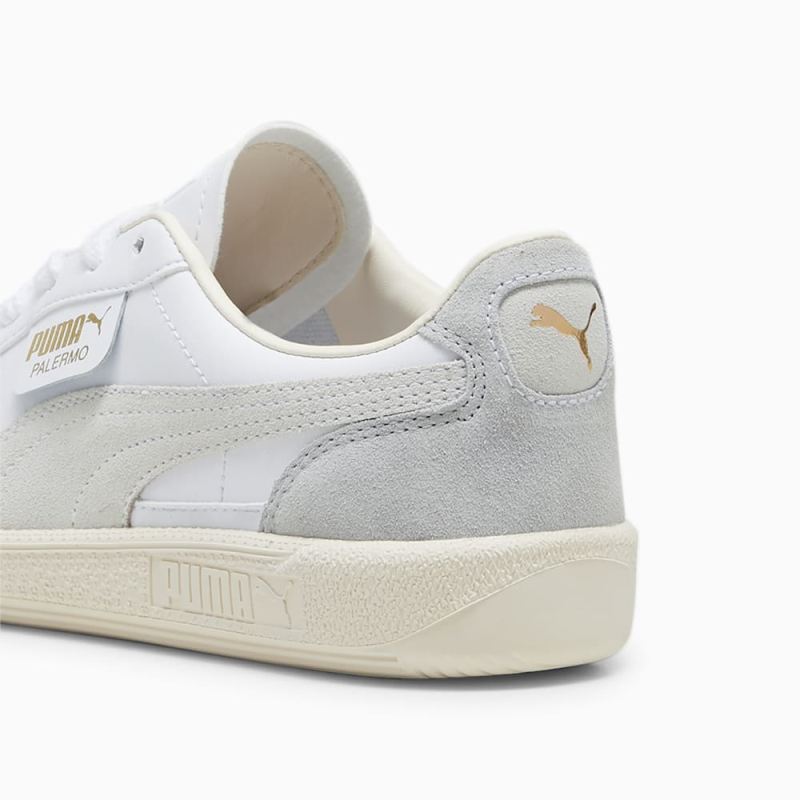 Puma | Boys Palermo Leather Big Kids Sneakers - White-Cool Light Gray-Sugared Almond