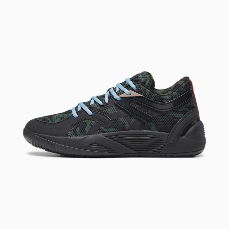 Puma | Men's TRC Blaze Court Camo Basketball Shoes - Black-Myrtle-Dark Clove-Bold Blue-Electric Blush