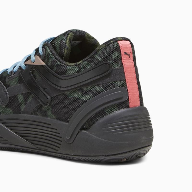 Puma | Men's TRC Blaze Court Camo Basketball Shoes - Black-Myrtle-Dark Clove-Bold Blue-Electric Blush