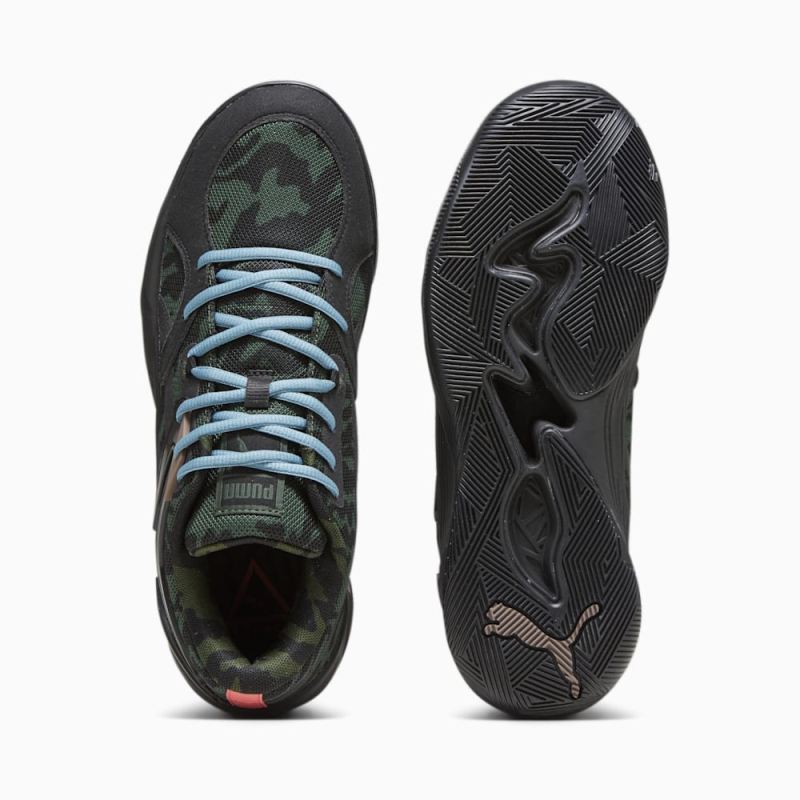 Puma | Men's TRC Blaze Court Camo Basketball Shoes - Black-Myrtle-Dark Clove-Bold Blue-Electric Blush