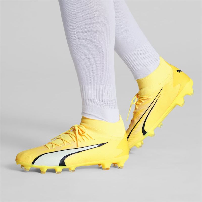 Puma | Men's ULTRA PRO FG/AG Soccer Cleats - Yellow Blaze-White-Black