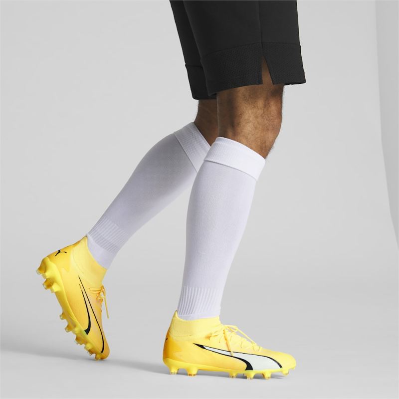 Puma | Men's ULTRA PRO FG/AG Soccer Cleats - Yellow Blaze-White-Black