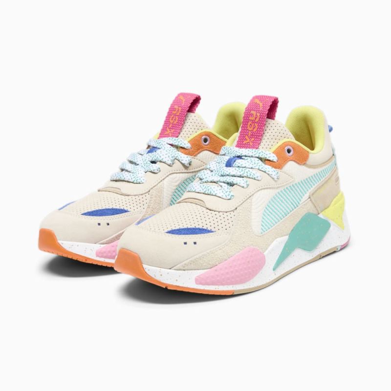 Puma | Men's RS-X Suede Multi Sneakers - Alpine Snow-Prairie Tan-Rickie Orange