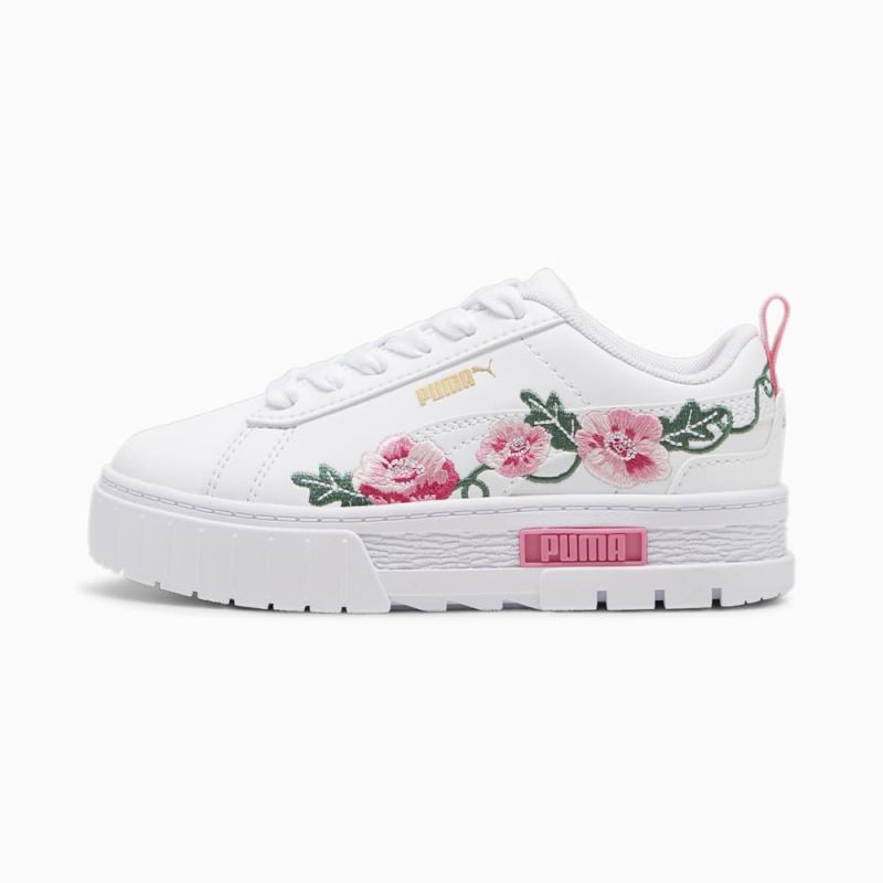 Puma | Girls Mayze Embroidery Little Kids Sneakers - White-Fast Pink-Vine - Click Image to Close