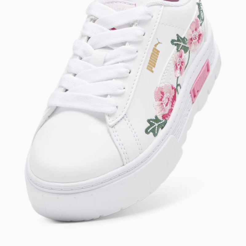 Puma | Girls Mayze Embroidery Little Kids Sneakers - White-Fast Pink-Vine