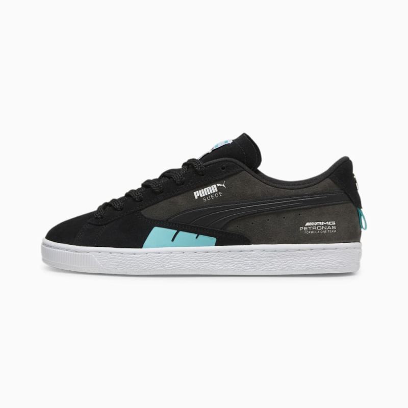 Puma | Men's Mercedes AMG-Petronas F1 Suede Sneakers - Black-Flat Dark Gray-Sheen Green