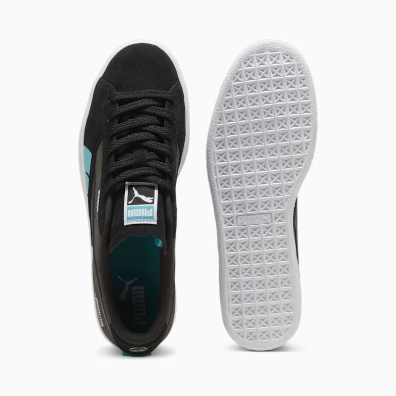 Puma | Men's Mercedes AMG-Petronas F1 Suede Sneakers - Black-Flat Dark Gray-Sheen Green