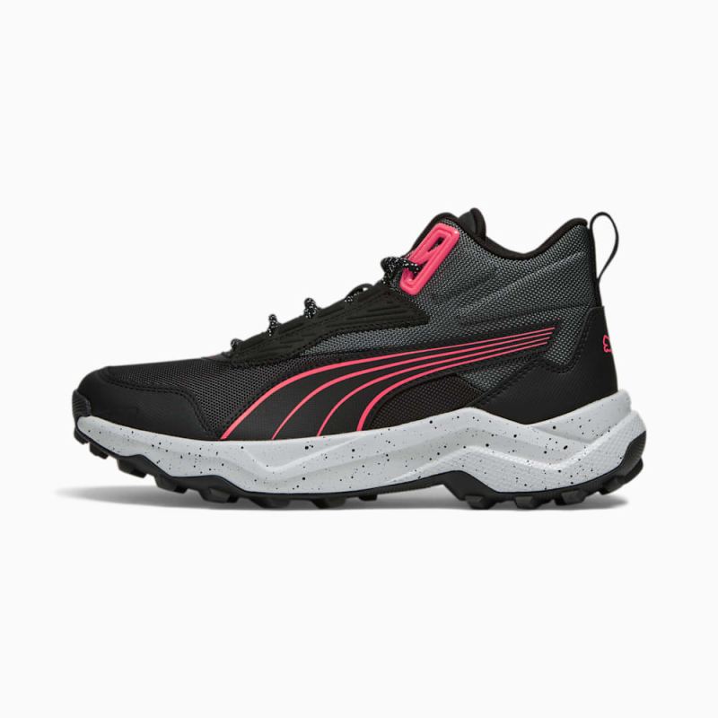 Puma | Women's Obstruct Pro Mid Running Shoes - Black-Cool Dark Gray-Fire Orchid - Click Image to Close