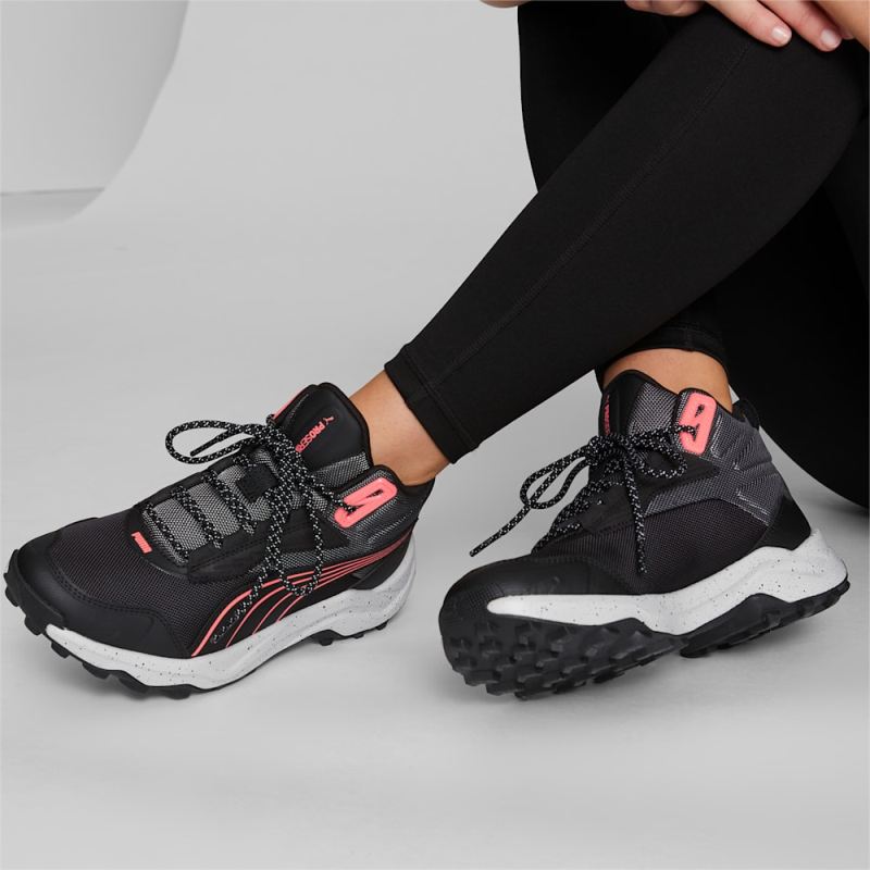 Puma | Women's Obstruct Pro Mid Running Shoes - Black-Cool Dark Gray-Fire Orchid