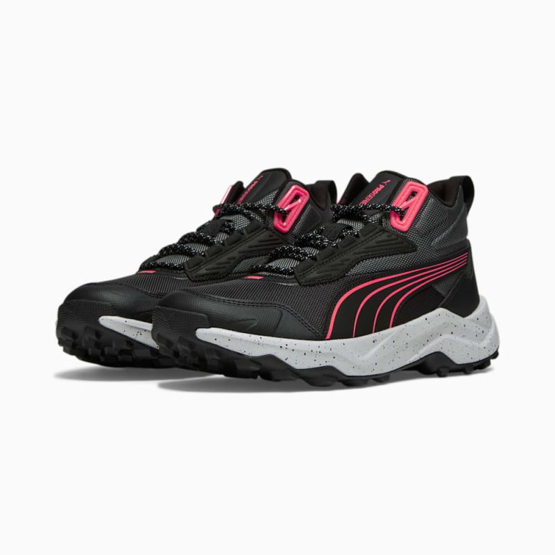 Puma | Women's Obstruct Pro Mid Running Shoes - Black-Cool Dark Gray-Fire Orchid