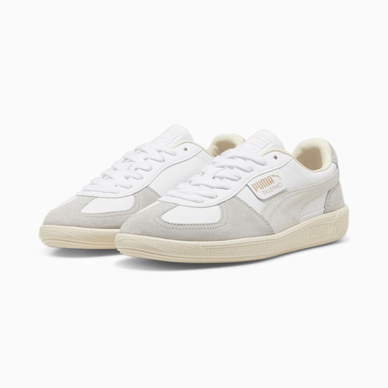 Puma | Men's Palermo Leather Sneakers - White-Cool Light Gray-Sugared Almond