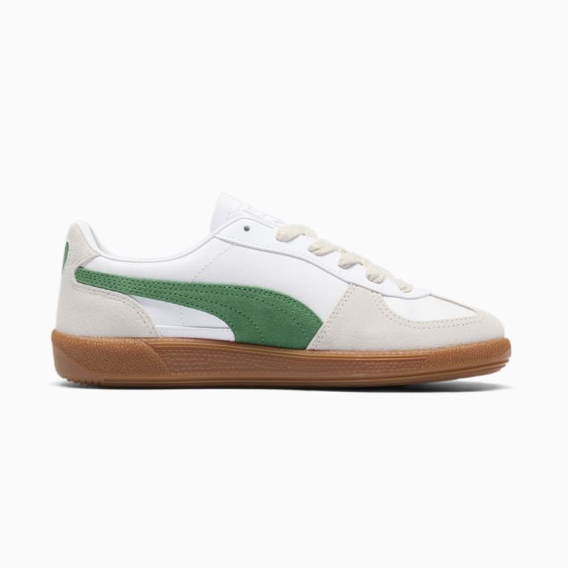 Puma | Women's Palermo Leather Sneakers - White-Vapor Gray-Archive Green