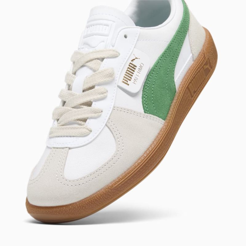 Puma | Women's Palermo Leather Sneakers - White-Vapor Gray-Archive Green