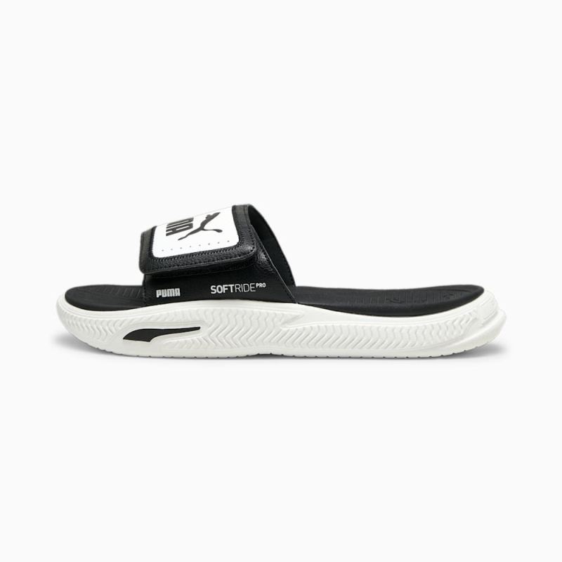 Puma | Men's SoftridePro 24 V Slides - Black-Black-White