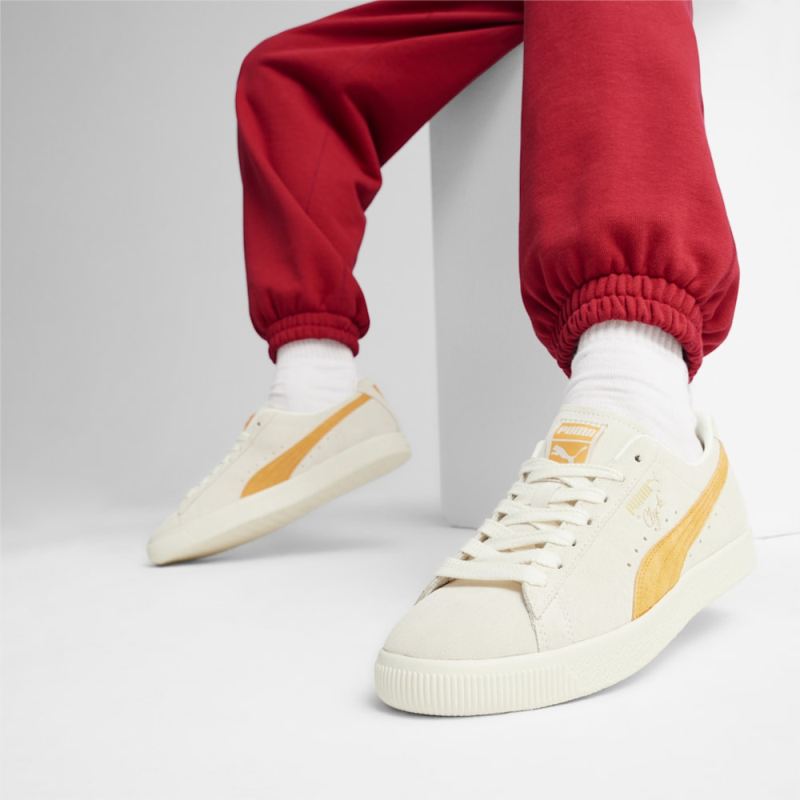 Puma | Men's Clyde OG Sneakers - Frosted Ivory-Clementine