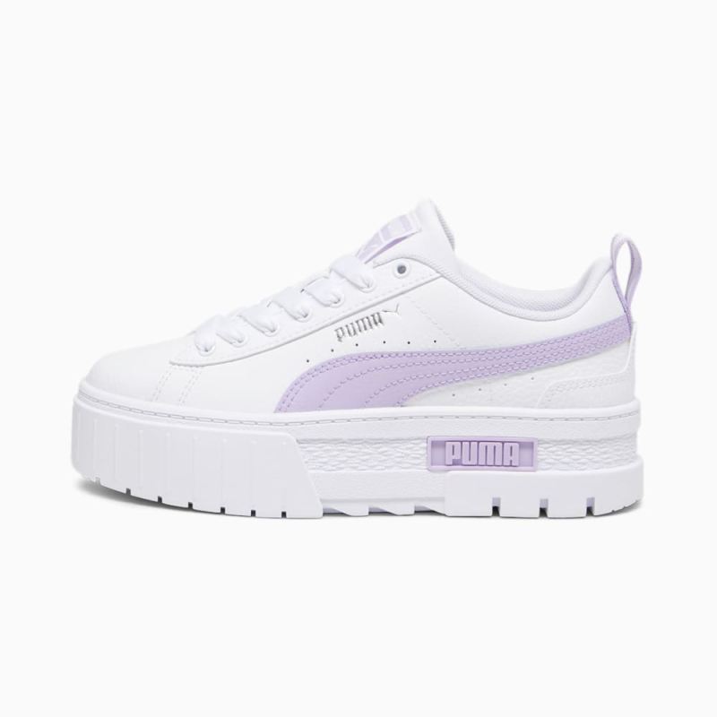 Puma | Girls Mayze Leather Big Kids Sneakers - White-Vivid Violet