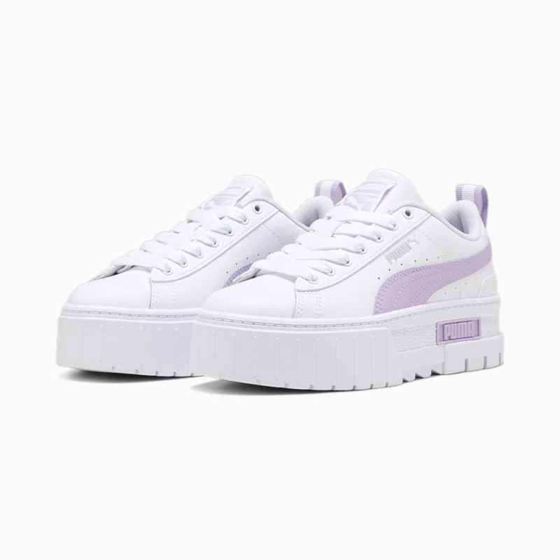 Puma | Girls Mayze Leather Big Kids Sneakers - White-Vivid Violet