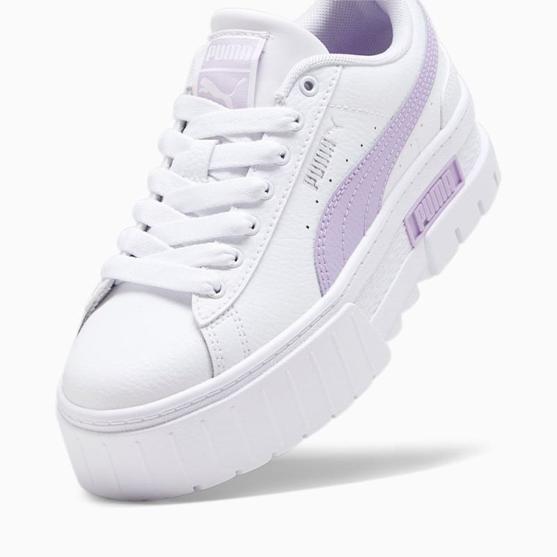 Puma | Girls Mayze Leather Big Kids Sneakers - White-Vivid Violet