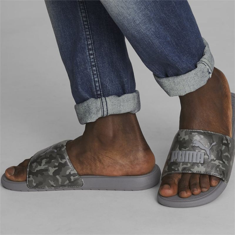 Puma | Men's Cool Cat 2.0 Camo Slides - Black-Asphalt-Flat Medium Gray-QUIET SHADE