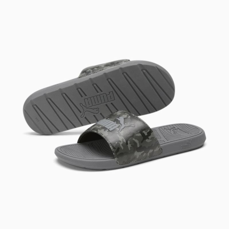 Puma | Men's Cool Cat 2.0 Camo Slides - Black-Asphalt-Flat Medium Gray-QUIET SHADE