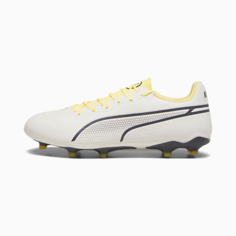 Puma | Men's KING PRO FG/AG Soccer Cleats - Alpine Snow-Asphalt-Yellow Blaze