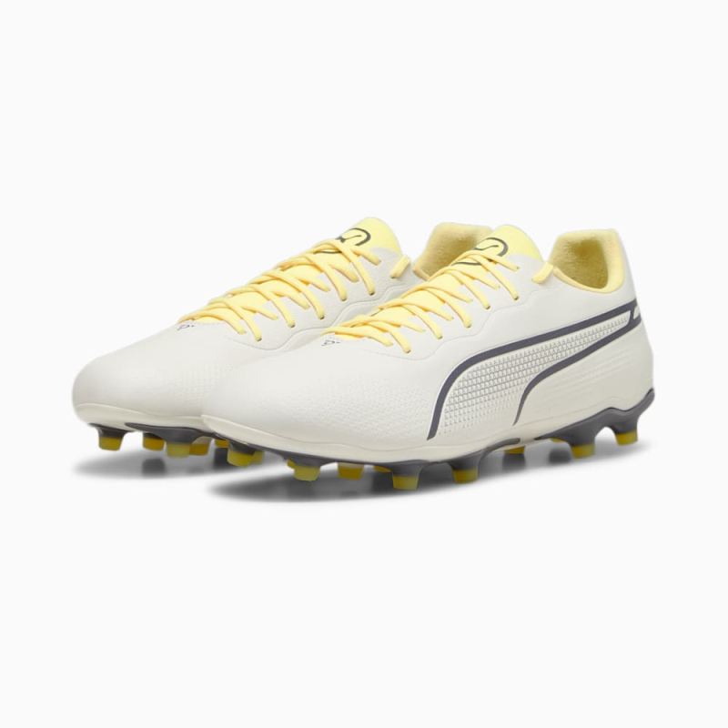 Puma | Men's KING PRO FG/AG Soccer Cleats - Alpine Snow-Asphalt-Yellow Blaze