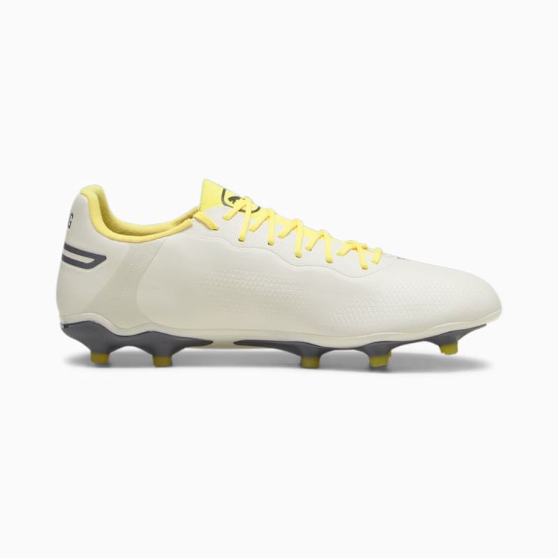 Puma | Men's KING PRO FG/AG Soccer Cleats - Alpine Snow-Asphalt-Yellow Blaze