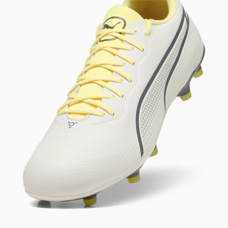 Puma | Men's KING PRO FG/AG Soccer Cleats - Alpine Snow-Asphalt-Yellow Blaze