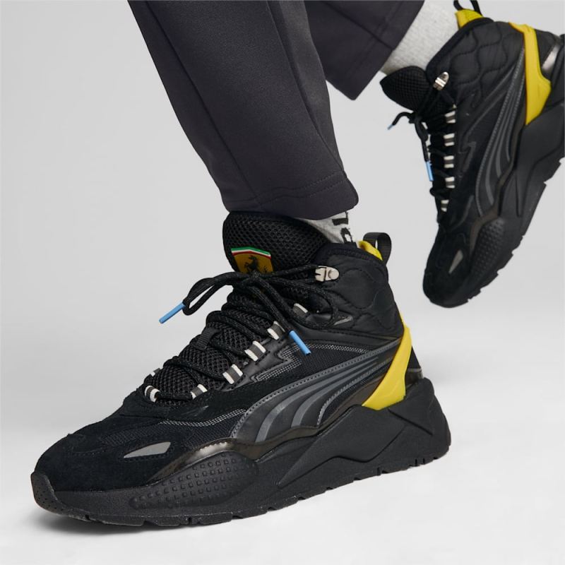 Puma | Men's Scuderia Ferrari RS-X Mid Sneakers - Black-Speed Yellow