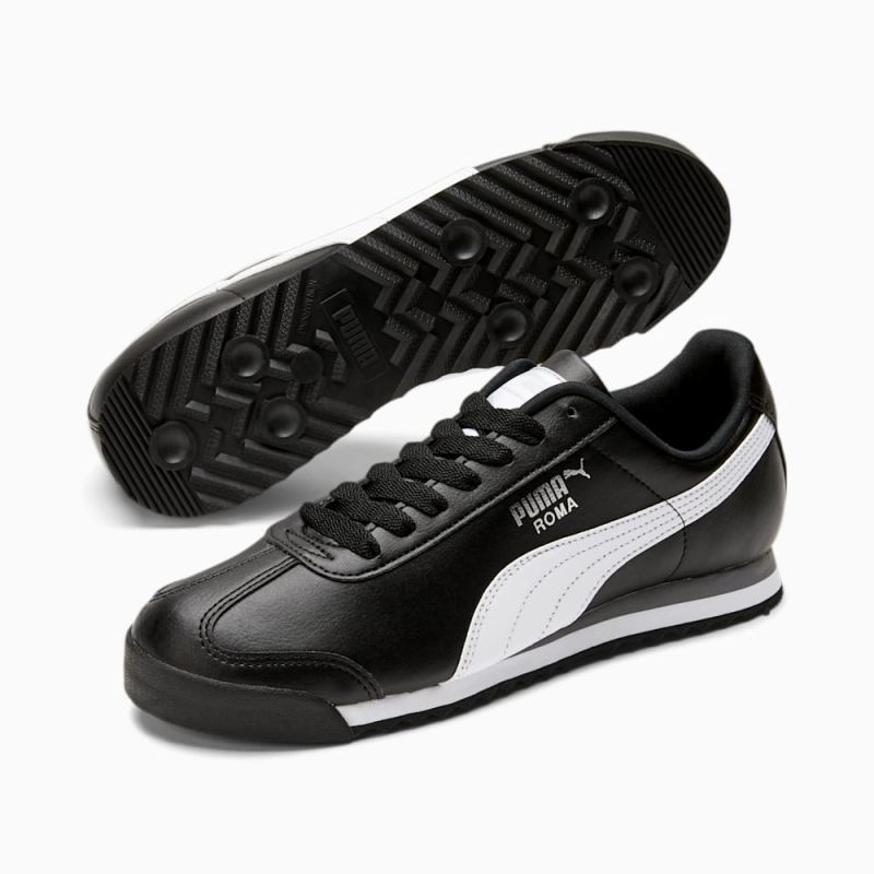 Puma | Men's Roma Basic Sneakers - black-white-silver