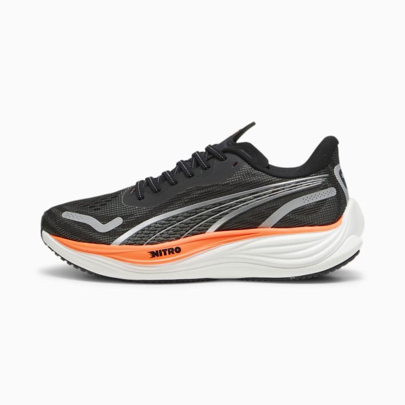 Puma | Men's Velocity NITRO 3 Running Shoes - Black-Silver-Neon Citrus