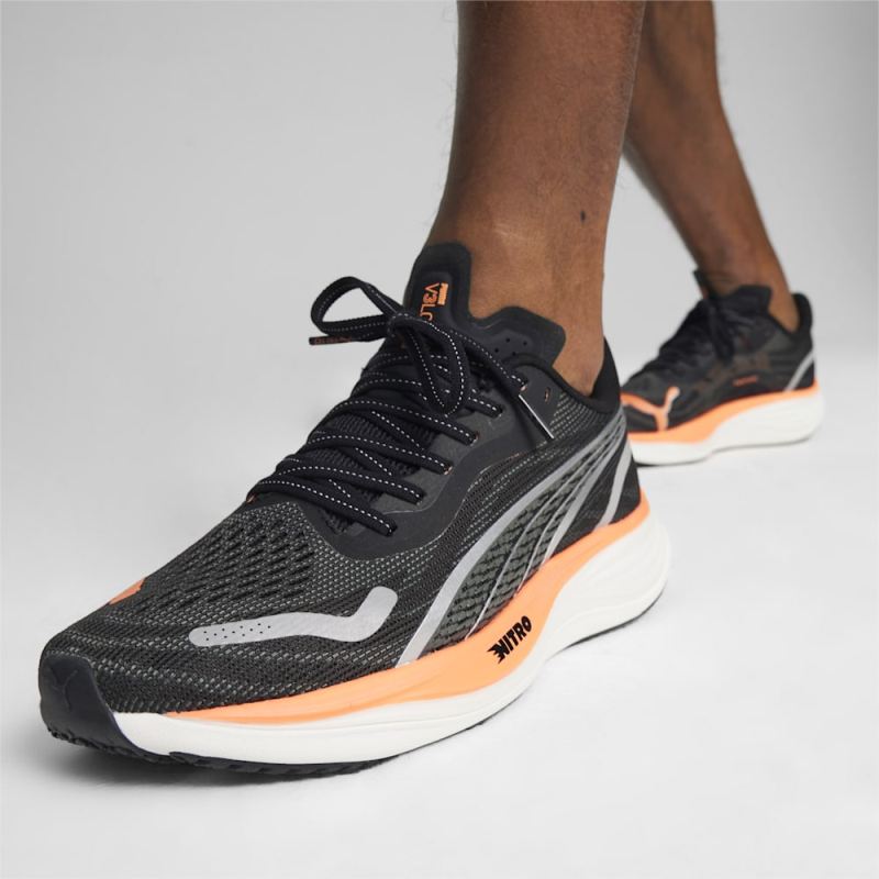 Puma | Men's Velocity NITRO 3 Running Shoes - Black-Silver-Neon Citrus