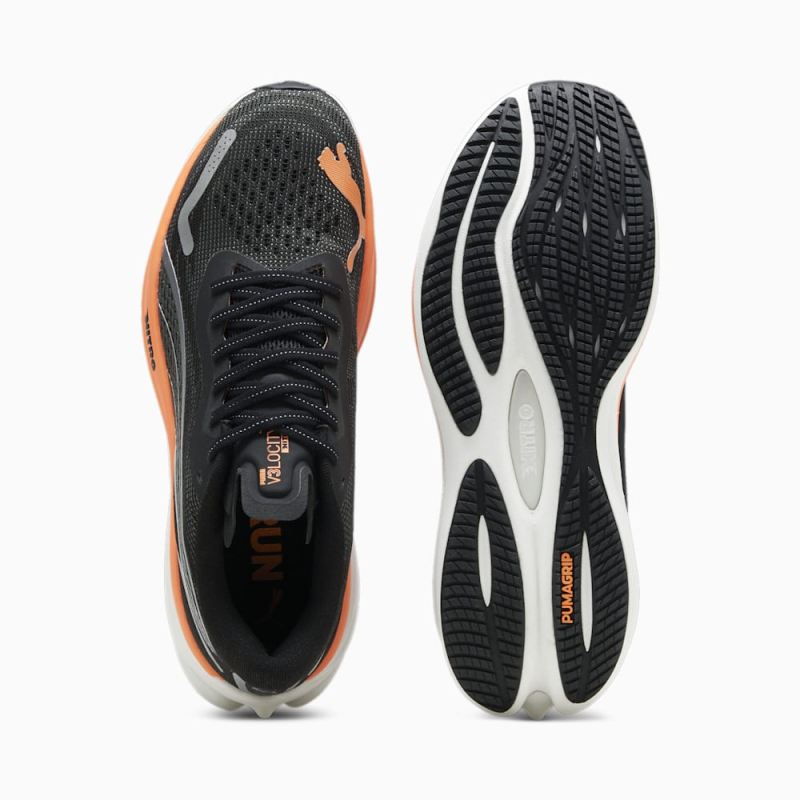 Puma | Men's Velocity NITRO 3 Running Shoes - Black-Silver-Neon Citrus