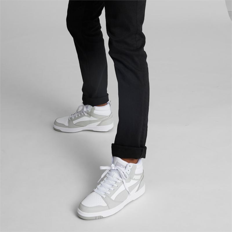 Puma | Men's Rebound V6 Wide Sneakers - White-Ash Gray