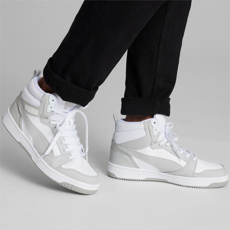 Puma | Men's Rebound V6 Wide Sneakers - White-Ash Gray