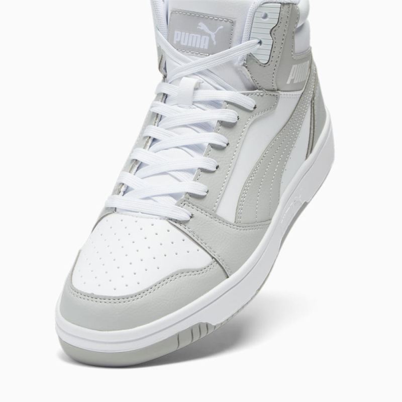 Puma | Men's Rebound V6 Wide Sneakers - White-Ash Gray