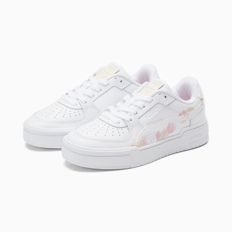 Puma | Women's CA Pro Embroidered Sneakers - White-Peach Smoothie-Flaxen