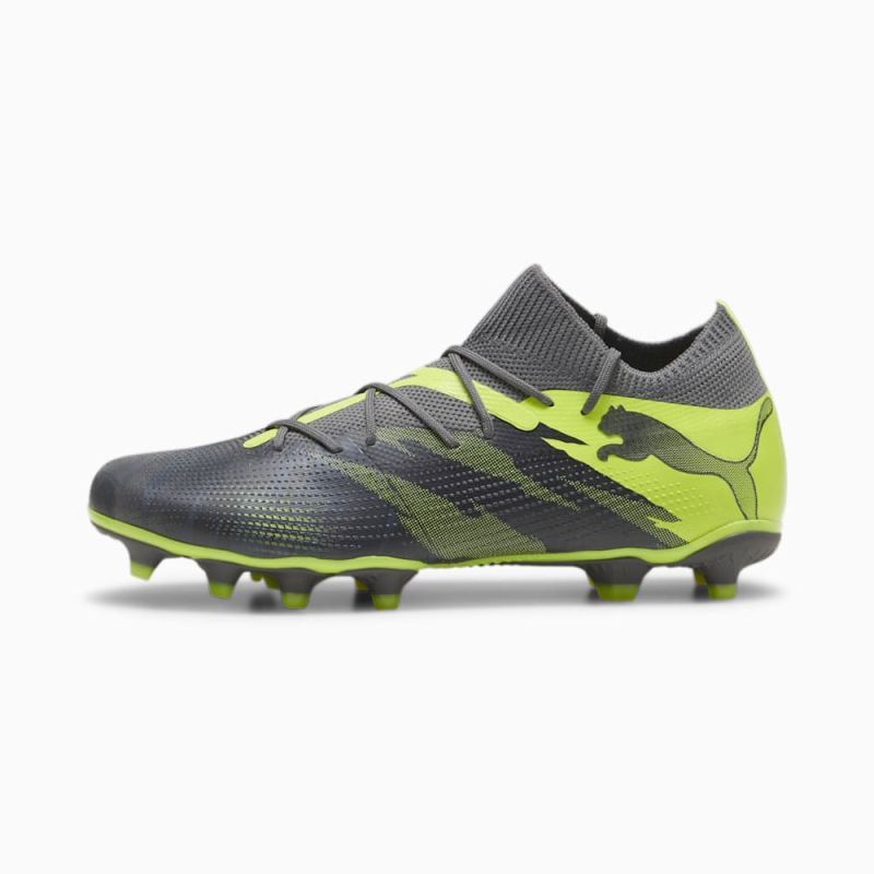 Puma | Men's FUTURE 7 MATCH RUSH FG/AG Soccer Cleats - Strong Gray-Cool Dark Gray-Electric Lime