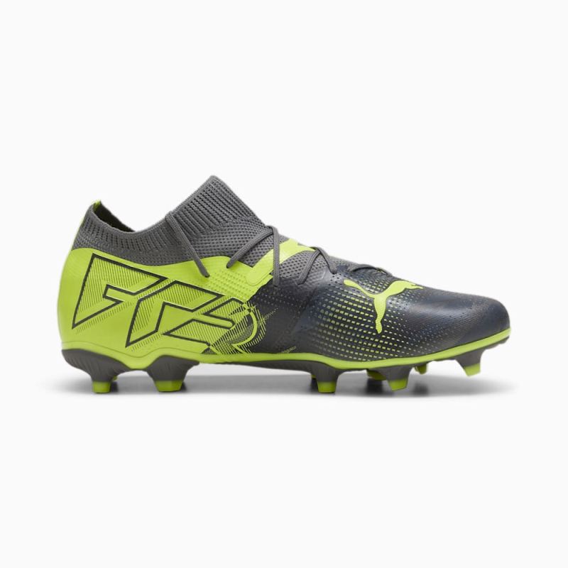 Puma | Men's FUTURE 7 MATCH RUSH FG/AG Soccer Cleats - Strong Gray-Cool Dark Gray-Electric Lime