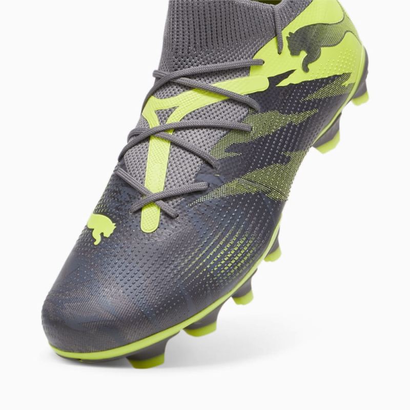 Puma | Men's FUTURE 7 MATCH RUSH FG/AG Soccer Cleats - Strong Gray-Cool Dark Gray-Electric Lime