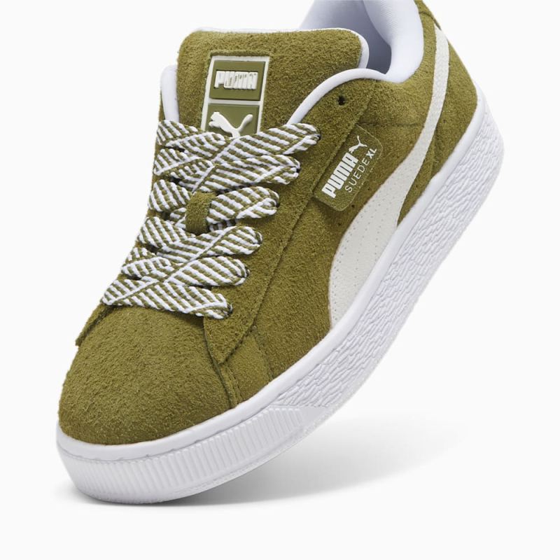 Puma | Women's Suede XL Soft Sneakers - Olive Green-White