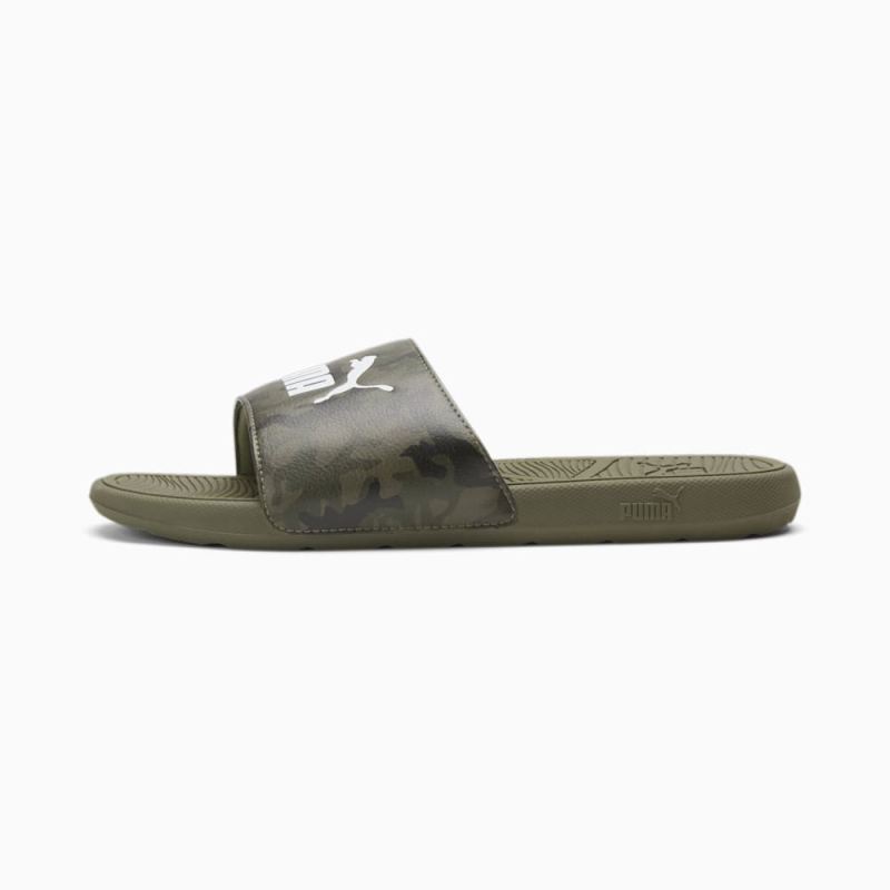 Puma | Men's Cool Cat 2.0 Camo Slides - Dark Olive-Black-Deep Lichen Green-White - Click Image to Close